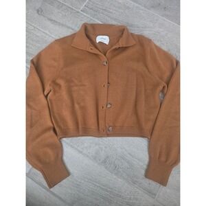 Wilfred Aritzia Nextdoor Rich Chestnut Brown  Merino Wool Cardigan Sweater Small